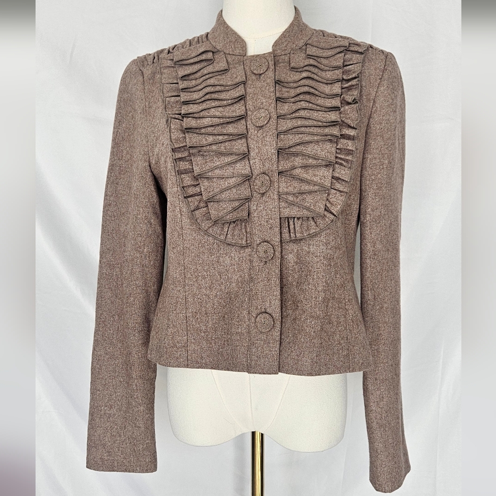 Tabitha for Anthropologie Pleated As You Please wool-blend blazer jacket Size 6